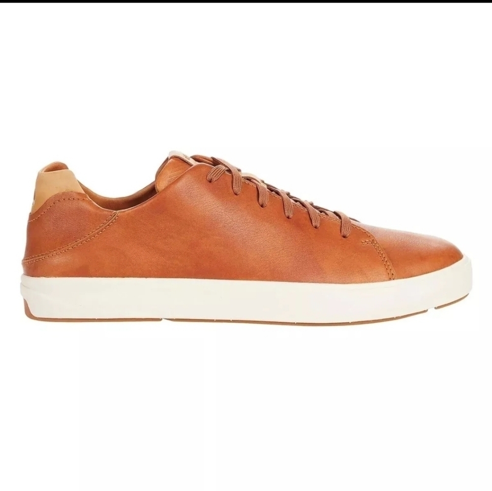 OluKai Men's Lae'ahi Lī 'Ili Leather Lace Up Sneakers- Fox Tan Brown - 9 M - Picture 2 of 9